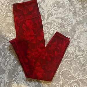 Floral Red Leggings